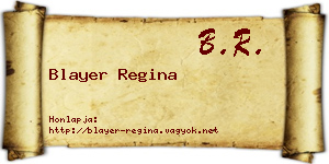 Blayer Regina névjegykártya